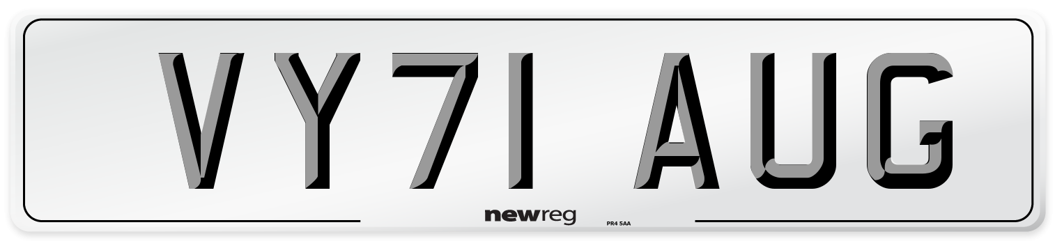 VY71 AUG Number Plate from New Reg